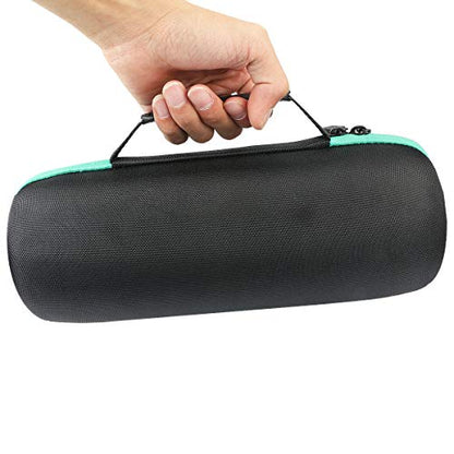 co2CREA Hard Travel Case for JBL Charge 5/4 Speaker, Black+Teal Zipper | Portable Travel Bag Replacement with Custom Molded Interior and Handle, Shockproof EVA Shell and Soft Lining - color: Black Case + Teal Zipper