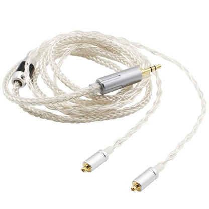 Youkamoo MMCX IEM Replacement Cable, 3.5mm Detachable Silver-Plated Copper Earphone Cord Compatible with Shure SE215, SE425, SE535, SE846, 4ft/1.2m - color: Silver