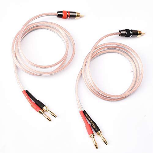 2 Pack Audiophile 14 AWG OFC Speaker Wire, with RCA Male (Black & Red) to 2 Banana Plugs (1M(3.3FT)) - size: 1M(3.3FT)