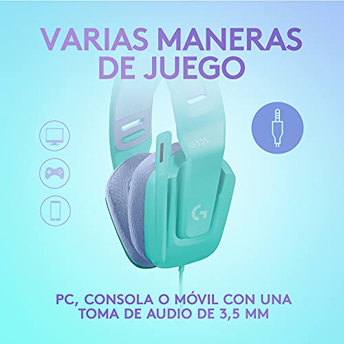 Logitech G335 Wired Gaming Headset, with Flip to Mute Microphone, 3.5mm Audio Jack, Memory Foam Earpads, Lightweight, Compatible with PC, PlayStation, Xbox, Nintendo Switch – Mint (Renewed)
