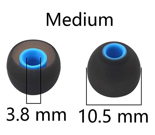 12PCS Medium Size Replacement Ear Tips Earbuds Eartips Ear Cap Ear Bud Tip Compatible with Sony WF-1000XM4,Powerbeats Pro, BeatsX & Other Inner Hole 3.8mm Earbud in-Ear Headphones,Black-Blue,M