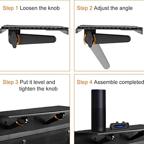 No Drill TV Top Shelf 24 inch Wide Monitor Top Mounting Bracket Platform Holds Speaker, AV Receiver, Media Box, Game Console and More - size: 24 inch