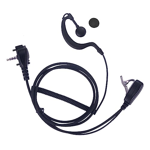 VX-261 Earpiece with mic PTT for Motorola Vertex Standard Radio EVX-261 VX-231 EVX-531 EVX-534 VX-180 VX-298 VX-350 VX-351 G Shape Spring Wire Ear-Hook Headset, 2 Pack