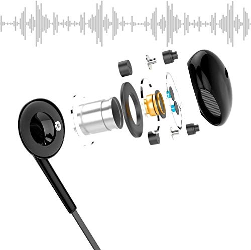 Earphones with Microphone, In-Ear Stereo Audio Earphone Earbuds, Slide Bar Volume Controller, Wired PC Gaming 3.5mm Headphones, Upgraded, 2-Pack (Black)