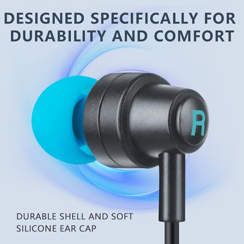 KASOTT Gaming Earbuds with Microphone, Wired Headphones, Low-Latency 3.5 mm Aux, Dual Driver Audio Designed for Gaming, Suitable for Work/Game/Telecommute/Music/Fitness Etc…, SR01-Blue, KS-SR01-LAN