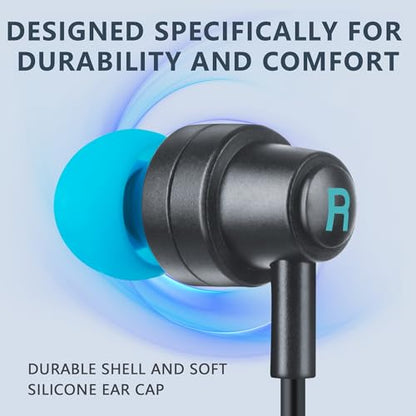 KASOTT Gaming Earbuds with Microphone, Wired Headphones, Low-Latency 3.5 mm Aux, Dual Driver Audio Designed for Gaming, Suitable for Work/Game/Telecommute/Music/Fitness Etc…, SR01-Blue, KS-SR01-LAN