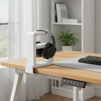 Under Desk Headphone Hanger Clamp, Rotating Mount for Sit-Stand Desks, No-Drill Installation, Paper-Based Composite (1 PC) - color: White