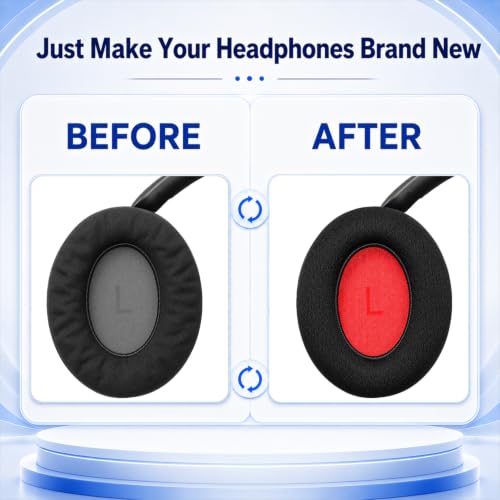Replacement Ear Pads for 1MORE SonoFlow/SonoFlow SE/SonoFlow Pro Headphones, Protein Leather Earpads Cushions with Memory Foam, Extra Thick Ear Cups, 1 Pair，Black-Mesh Fabric