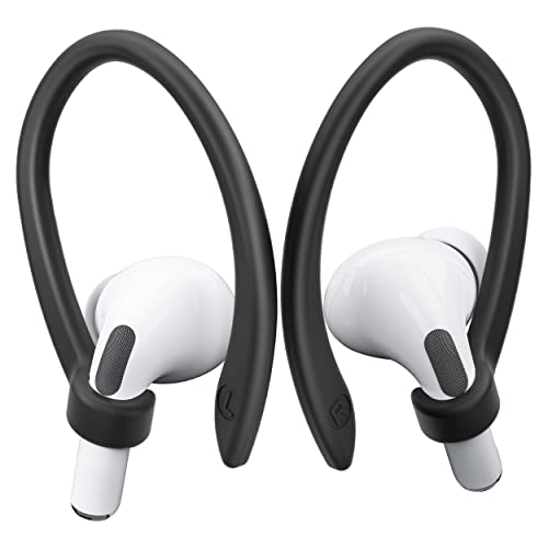 2 Pairs AirPods Ear Hooks for AirPods Pro 2 1 AirPod 4-1, Black | Upgraded Anti Slip Sports Clip Hooks, Full Button Access, Friendly to Glasses Wearers, Comfortable, Easy Install & Take off - color: Black