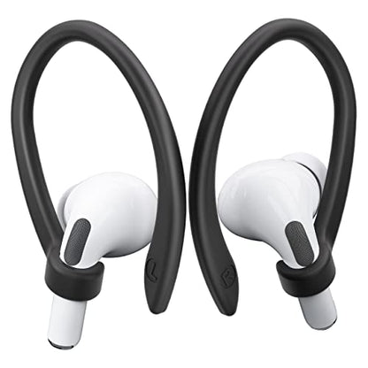2 Pairs AirPods Ear Hooks for AirPods Pro 2 1 AirPod 4-1, Black | Upgraded Anti Slip Sports Clip Hooks, Full Button Access, Friendly to Glasses Wearers, Comfortable, Easy Install & Take off - color: Black