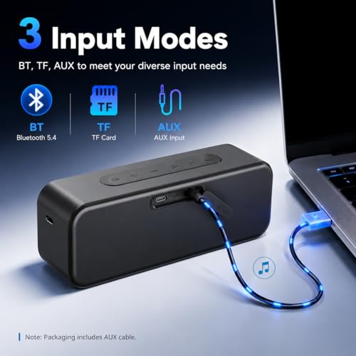 IKT Portable Bluetooth Speaker, 20W HD Sound, IPX7 Waterproof, Wireless, Big Sound and Deep Bass, TWS Pairing, 30Hrs of Playtime, for Home/Party/Outdoor/Beach, Birthday Gifts for Men Women - Black