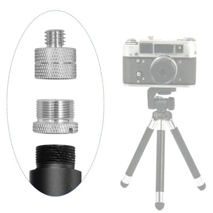 8 Pcs Mic Stand Adapter Mic Thread Adapter Set, 5/8 Female to 3/8 Male and 3/8 Female to 5/8 Male, 1/4 Female to 5/8 Male and 3/8 Female to 1/4 Male, 8 Different Screw Adapters for Microphone, Silver - color: Silver