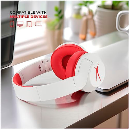 Altec Lansing Kid Safe Noise Cancelling Wireless Headphones 15H Battery, 85dB Volume Limit, Foldable Design Powerful Sound, Active Noise Cancellation Perfect for Kids Ages 7+ - color: Whiteout Classic Red