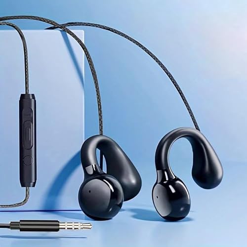 Wired Clip-On Headphones that are Comfortable for Long Wear, Compatible with Phones, Computers, Gaming, Live Streaming, Karaoke, Featuring in-Line Controls with a Microphone for Calls