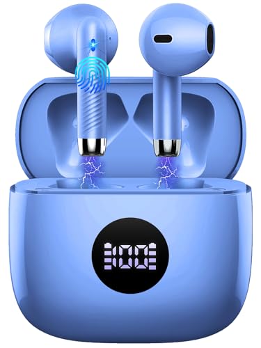 Wireless Earbuds, Bluetooth 5.4 Ear Buds, LED Power Display, 6D Bass Stereo | 4 ENC Noise Cancelling Mic, HiFi Stereo, In-Ear Headphones, 40H Playback Mini Case, IP7 Waterproof Sports, for Android iOS - color: Purple