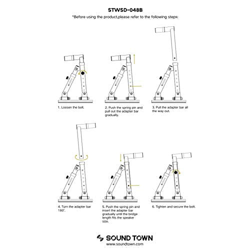 Sound Town 2-Pack Adjustable Wall Mount Speaker Brackets with 180-degree Swivel (STWSD-048B) - size: 048B