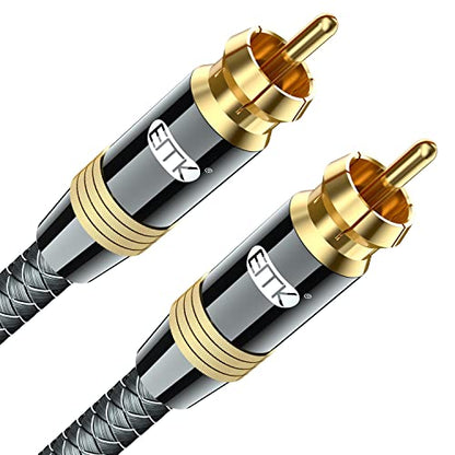 EMK 1.5Ft RCA to RCA Subwoofer Cable - 24K Gold-Plated, Nylon Braided RCA Audio Cable, Double Shielded Digital Coaxial Cable for Premium Home Theater & Hi-Fi Systems - color: Male to Male Brown, size: 1.5 Ft/0.5M, style: RCA to RCA