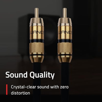 Fluance Premium Grade Subwoofer Cable with Gold-Plated RCA Connectors, High-Performance OFC Cable with Durable Rubber Insulator for Subwoofer, Home Theater, Amplifier - 12 ft