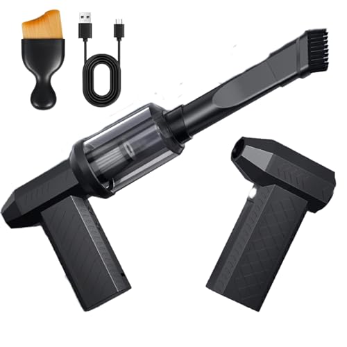 Electric Air Duster Vacuum 2-in-1, Canned Air Alternative Rechargeable Blower with 100,000 RPM, Mini Vacuum for Keyboard, PC, Car Interior, Home Cleaning(Black)
