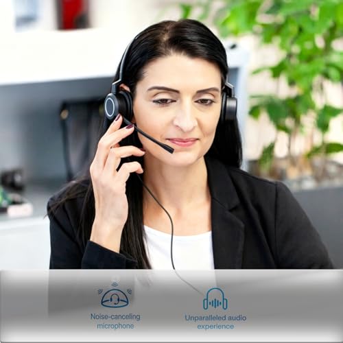 Plantronic-QD Headset with Microphone - for Cables with 4-Pin Quick Disconnect Connector for Call Center Office (Binaural) - style: Binaural