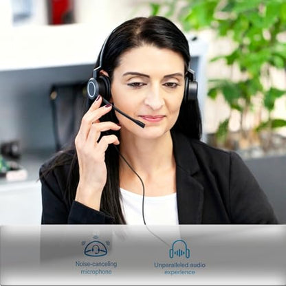 Plantronic-QD Headset with Microphone - for Cables with 4-Pin Quick Disconnect Connector for Call Center Office (Binaural) - style: Binaural