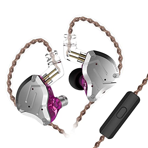 KZ ZS10 Pro 4BA+1DD in Ear Monitor Earphone 5 Driver HiFi Metal Earbuds Headphone Noise Cancelling IEM Earphone - color: ZS10 PRO purple, size: with mic
