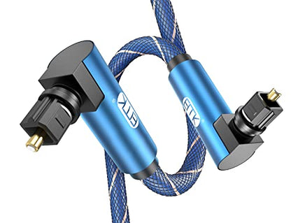 EMK 90 Degree to 90 Degree Optical Audio Cable, 360 Degree Swivel Adjustable Right Angled on Both Ends Optical Cable for Home Theater, Sound bar, TV, PS4, Xbox & More(6.6ft/2m)
