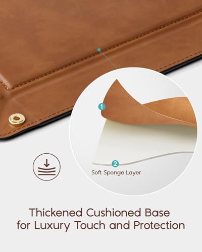 VLANDO Travel Valet Tray, Foldable PU Leather Catchall Tray, Light Brown - color: Light Brown, size: Square