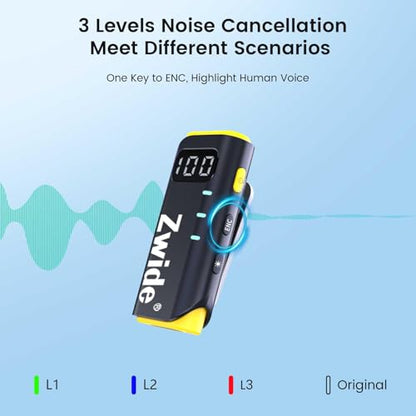 Zwide Portable Wireless Lavalier Microphone M3-L(1to1), 3 Levels Noise Cancellation, Plug and Play, Compact Mini Mics with Magnetic Clip, Compatible with Lightning of Apple Devices/iPhone/iPod Touch