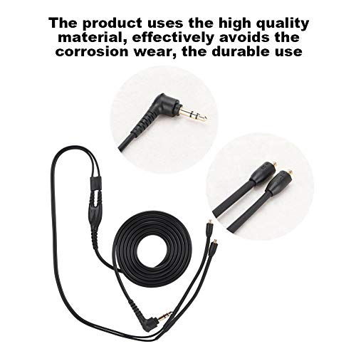 Tangxi MMCX Replacement Headphone Cable, TPE Headphone Extension Cable with 3.5mm Plug for se215 se425 se535 se846 ue900(Black Without mic)