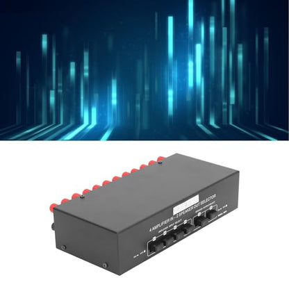 Focket Audio Switcher, 4 Input 1 Output Manual Button Selection 300W Power Handling Speaker Selector, Switch Box with Aluminum Housing for Audio Sharing Home Studio Office