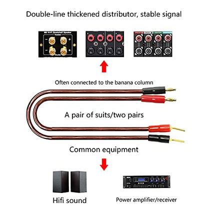 XMSJSIY HiFi OFC 스피커 케이블, 바나나 플러그 - 핀 타입 플러그, 4mm 바나나 플러그에서 2mm 플러그 스피커 점퍼 케이블, 앰프 애플리케이션 서브 우퍼 믹서용 -2M (6.5피트)-2개