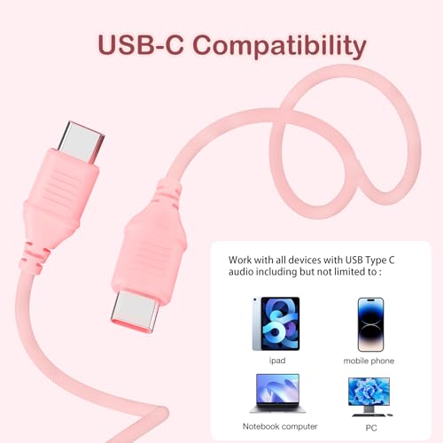 USB Type C On-Ear Kids Headphone for School-Light Pink | 94 dB Volume Limiter USB C Wired On-Ear Headset for Kids/Toddlers/Children/Teens/Boys/Girls