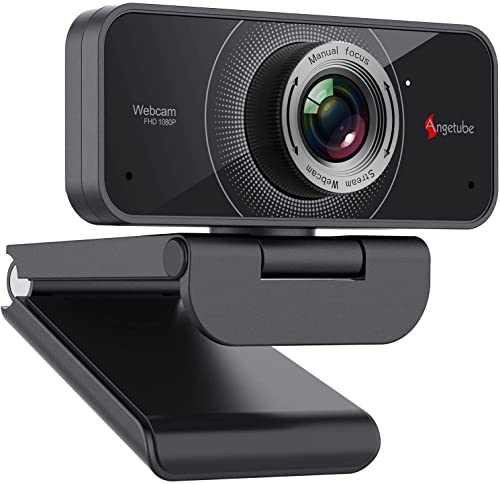 Angetube 1080P Webcam with Microphone, USB Computer Web Cam for Desktop | USB Computer Web Camera for PC Laptop Desktop Mac, 2 Mics, HD PC Web Cam for Zoom Teams, Streaming Video Conferencing Calling