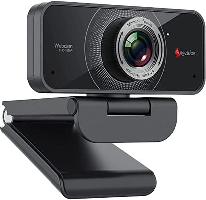 Angetube 1080P Webcam with Microphone, USB Computer Web Cam for Desktop | USB Computer Web Camera for PC Laptop Desktop Mac, 2 Mics, HD PC Web Cam for Zoom Teams, Streaming Video Conferencing Calling