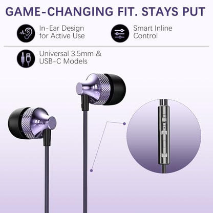 Pro Gaming Earphones with Built-in Microphone, 3.5mm & USB-C Options, 10mm Dynamic Driver for Spatial Audio, Smart in-Line Control, Secure Fit for PC, PS5, Xbox, Switch & Mobile - color: White, style: 3.5mm