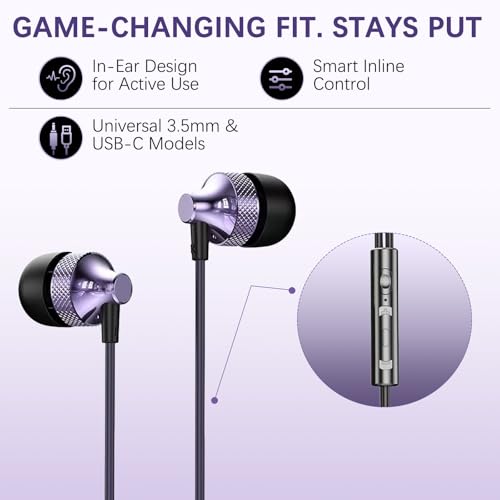 Pro Gaming Earphones with Built-in Microphone, 3.5mm & USB-C Options, 10mm Dynamic Driver for Spatial Audio, Smart in-Line Control, Secure Fit for PC, PS5, Xbox, Switch & Mobile - color: Red, style: 3.5mm