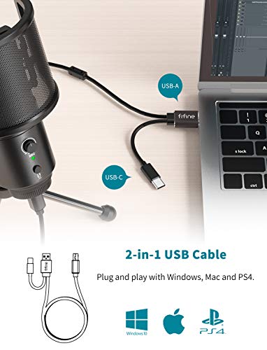 FIFINE K683A USB Desktop PC Microphone for Recording Streaming