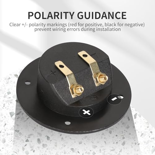 3 in Round Push Spring Subwoofer Box Terminal, Pack of 1 | Features 2-Way Speaker Terminals with Gold Plated Binding Posts; Bare Wire Connection; 1 Pack. - color: 3 Inch Round Push Spring, size: 1