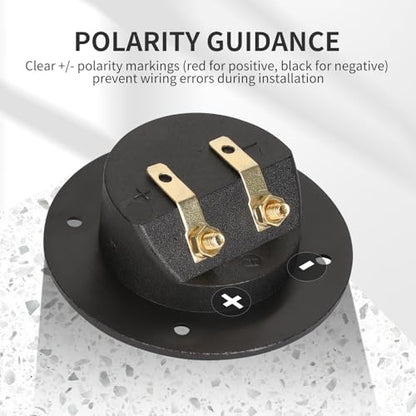 3 in Round Push Spring Speaker Box Terminal Cup, 4 Pack | Features 2-Way Speaker Terminal Cup with Gold Plated Binding Posts; Bare Wire Connection. - color: 3 Inch Round Push Spring, size: 4