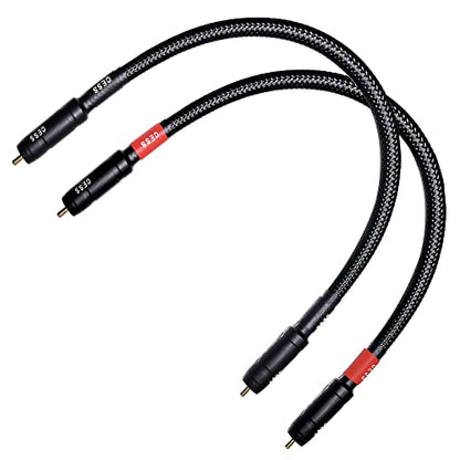 CNCESS Braided RCA Male to Male Stereo Cable, 1 ft, 2-Pack - size: 1 Foot