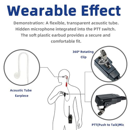 KENMAX® 2 Pin Air Covert Acoustic Earpiece Headset for Two Way Radio Kenwood PUXING Baofeng UV-3R Plus UV-5R UV-5RA 888S - color: Pack of 1