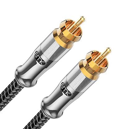 EMK 4Ft RCA to RCA Subwoofer Cable - 24K Gold-Plated, Nylon Braided RCA Audio Cable, Double Shielded Digital Coaxial Cable for Premium Home Theater & Hi-Fi Systems