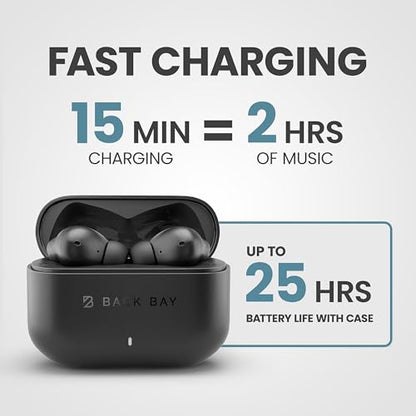 Back Bay Audio True Wireless Earbuds Noise Cancelling Earbuds, Premium ANC - color: Black