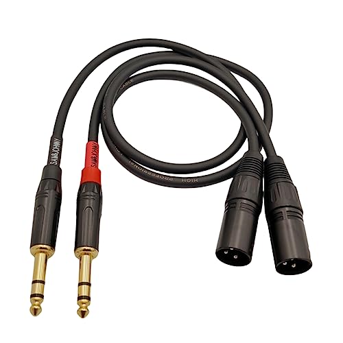Sam&Johnny 1/4 TRS to XLR Male Cable 2-Pack, Balanced, 2ft | 20AWG Gold-Plated OFC Connectors | For Studio Monitor, Microphone, Karaoke, Amplifier, Guitar | Noise-Free Balanced Signal