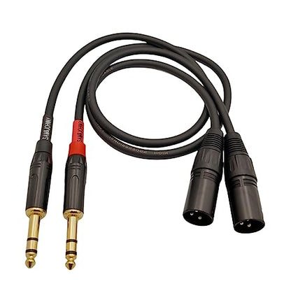 Sam&Johnny 1/4 TRS to XLR Male Cable 2-Pack, Balanced, 2ft | 20AWG Gold-Plated OFC Connectors | For Studio Monitor, Microphone, Karaoke, Amplifier, Guitar | Noise-Free Balanced Signal