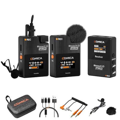 COMICA BoomX-D PRO Wireless Lavalier Microphone Built-in 16GB Recorder | Noise Cancelling & Safety Track, for DSLR Camera, iPhone, Android, PC, Dual Lapel Mic for Vlog, Youtube Recording