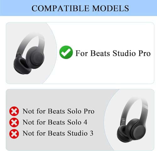 Headband & Hinge & Cushion Pad for Beats Studio Pro Headphone,Black | Durable Replacement Headband,Studio Pro Parts Accessories Repair Kit Set ,As Same As The OEM - color: Black