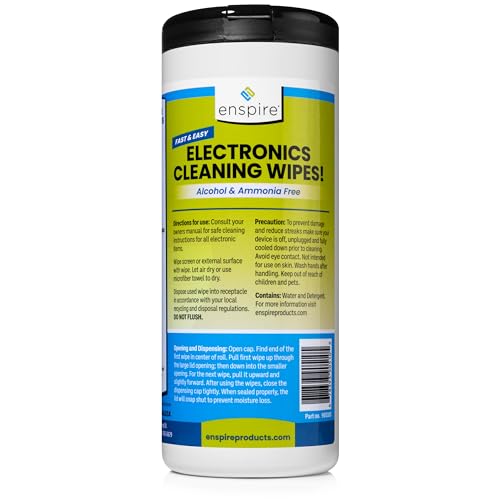 enspire® CLEAN MY SCREEN; Anti-Static Screen and Electronics Cleaning Wipes; 70 Count Tub; 905105 - size: 70 Count (Pack of 1)