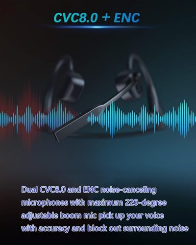 Bluetooth Headphones with Mic Open Ear Headphones Bluetooth 5.2 Headset with Dual CVC8.0 and ENC Noise-canceling Microphones Bone Conduction Headphones Computer Earphones, 8Hrs Battery - color: Black Q3pro